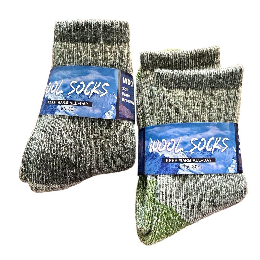 Wool Ankle Socks Lot of 2 Ultra Soft Keep Warm All Day Gorpcore Hiking Sport Gry